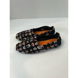 Bobs Skechers Black Dog Flats Slip On Memory Foam Shoes Size 7.5